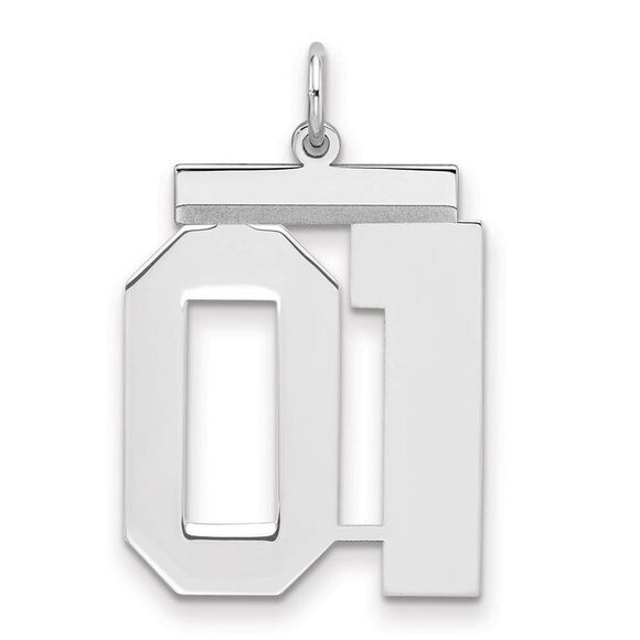 Sterling Silver, Athletic Collection, Large Polished Number 01 Pendant - Picture 1 of 3